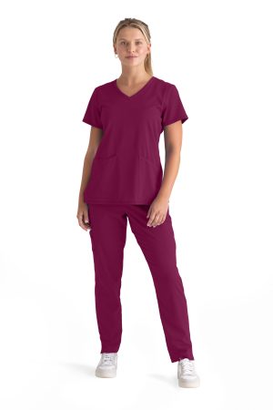 Grey's Anatomy Spandex-Stretch Serena Top in Wine