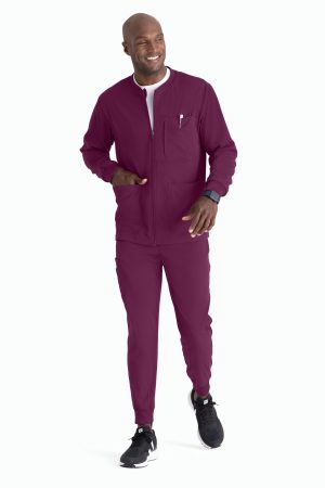Grey's Anatomy Spandex-Stretch React Warmup Scrub Jacket in Wine