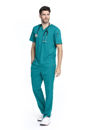 Grey's Anatomy Classic Evan Top - V-Neck Men's Scrub Top in Teal