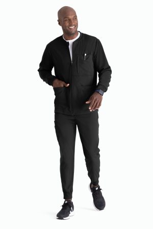 Grey's Anatomy Spandex-Stretch React Warmup Scrub Jacket in Black