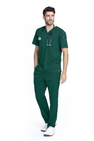 Grey's Anatomy Classic Evan Top - V-Neck Men's Scrub Top in Hunter Green