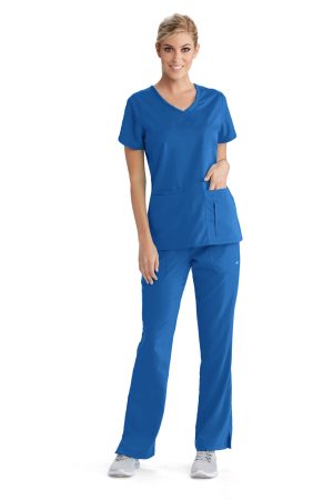 Grey's Anatomy Classic Cora Top - 4 Pocket V-Neck Scrub Top in New Royal