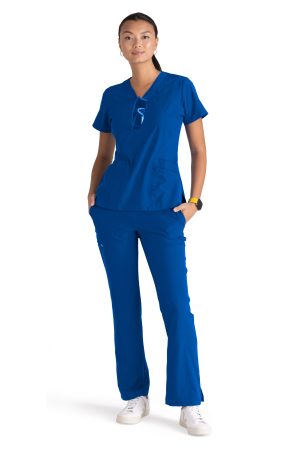 Women's Anti-Static V-Neck Scrub Top in Cobalt