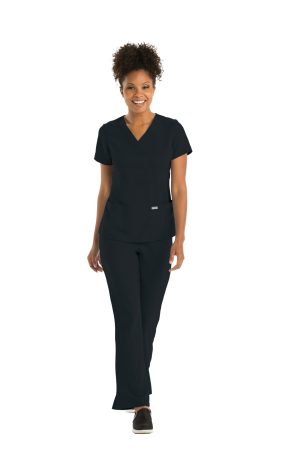 Grey's Anatomy Classic Riley Top - 3 Pocket V-Neck Scrub Top in Black