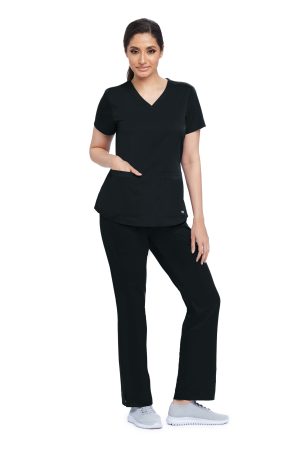 Grey's Anatomy Classic Aubrey Top - 2 pocket V-Neck top in Black