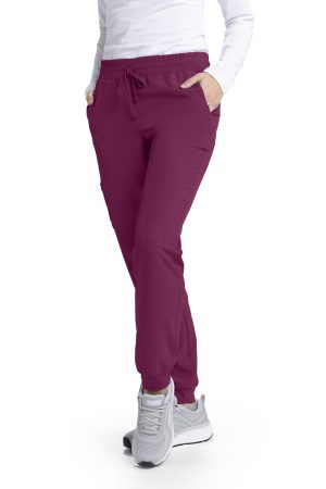 Women's Mid Rise Jogger Scrub Pants in Wine