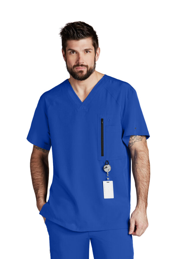 Barco One Amplify Top - 5 Pocket Men's V-Neck Scrub Top in Cobalt