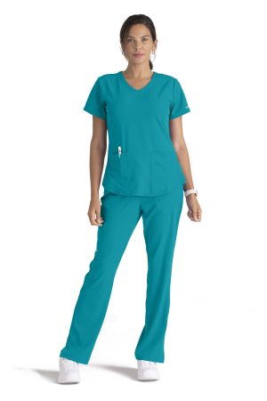 Women's Modern Fit V-Neck Scrub Top in Teal