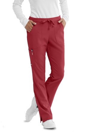 Men's Cargo Scrub Pant with Drawstring Elastic Waistband in True Red