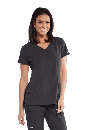 Skechers Vitality Charge Top - 3 Pocket V-Neck Scrub Top in Pewter