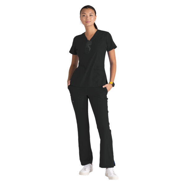 Women's Anti-Static V-Neck Scrub Top in Black