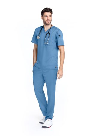 Grey's Anatomy Classic Evan Top - V-Neck Men's Scrub Top in Ciel Blue