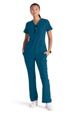 Women's Anti-Static V-Neck Scrub Top in Bahama