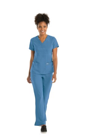 Grey's Anatomy Classic Riley Top - 3 Pocket V-Neck Scrub Top in Ciel Blue