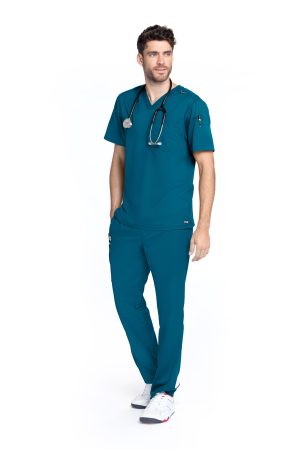 Grey's Anatomy Classic Evan Top - V-Neck Men's Scrub Top in Bahama