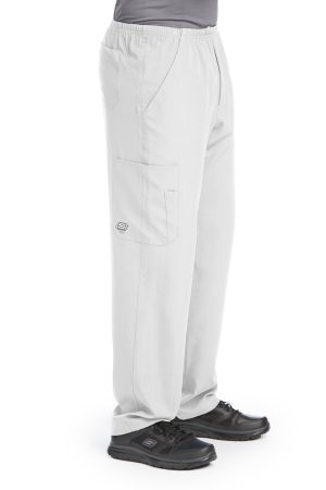 Men's Cargo Scrub Pant with Drawstring Elastic Waistband in White