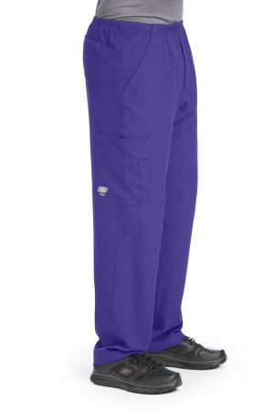 Men's Cargo Scrub Pant with Drawstring Elastic Waistband in New Grape