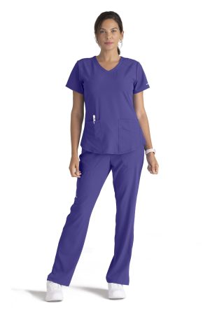 Women's Modern Fit V-Neck Scrub Top in New Grape