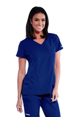 Skechers Vitality Charge Top - 3 Pocket V-Neck Scrub Top in Navy