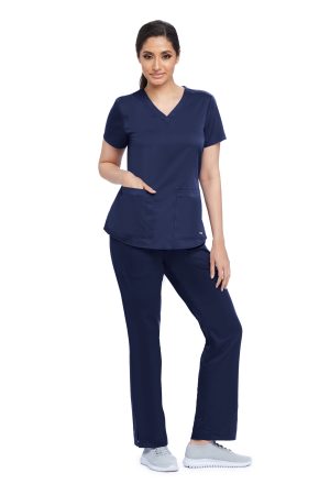Grey's Anatomy Classic Aubrey Top - 2 pocket V-Neck top in Indigo