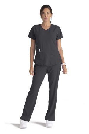 Women's Modern Fit V-Neck Scrub Top in Pewter
