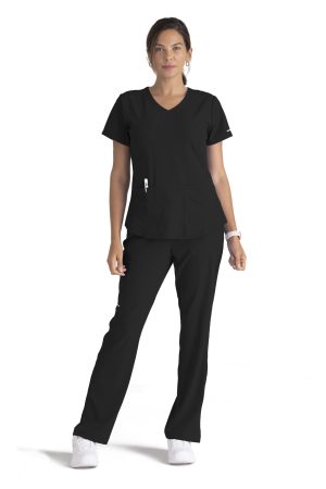 Women's Modern Fit V-Neck Scrub Top in Black