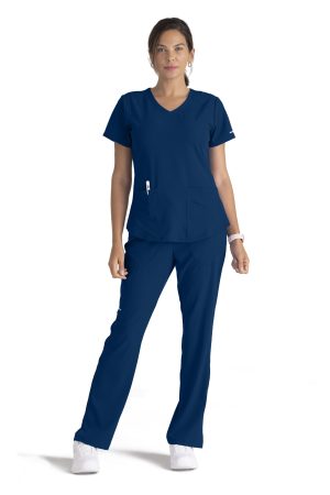 Women's Modern Fit V-Neck Scrub Top in Navy