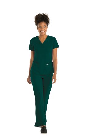Grey's Anatomy Classic Riley Top - 3 Pocket V-Neck Scrub Top in Hunter Green