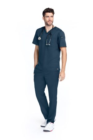 Grey's Anatomy Classic Evan Top - V-Neck Men's Scrub Top in Steel