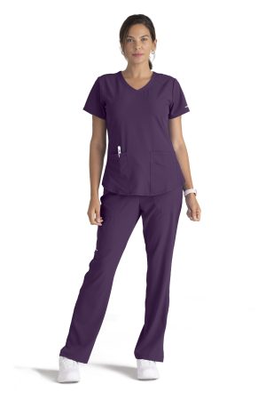 Women's Modern Fit V-Neck Scrub Top in Eggplant