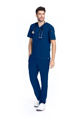 Grey's Anatomy Classic Evan Top - V-Neck Men's Scrub Top in Indigo