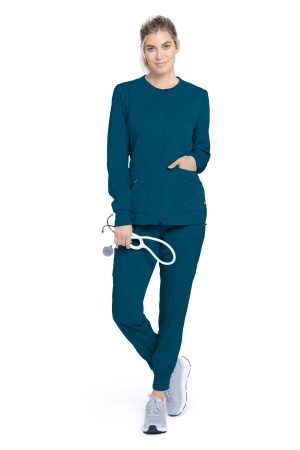 Grey's Anatomy Spandex Stretch Millie Jacket - 3 Pocket Zip Jacket in Bahama