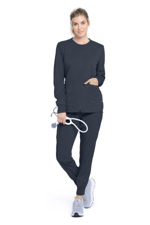 Grey's Anatomy Spandex Stretch Millie Jacket - 3 Pocket Zip Jacket in Steel