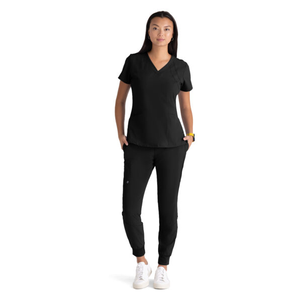 Barco One Racer Top - 4 Pocket V-Neck Breathable Scrub Top in Black