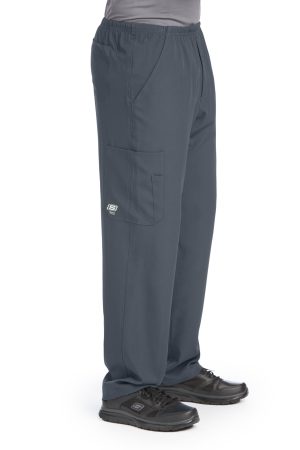 Men's Cargo Scrub Pant with Drawstring Elastic Waistband in Pewter
