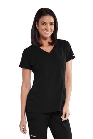 Skechers Vitality Charge Top - 3 Pocket V-Neck Scrub Top in Black