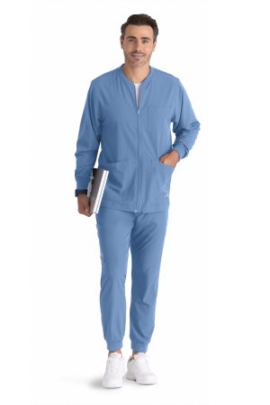 Men's Warm-Up Zip Jacket in Ciel Blue
