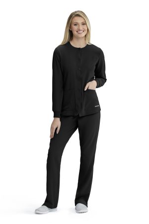 Women's Warm-Up Scrub Jacket With Eco-Friendly Stretch Fabric in Black