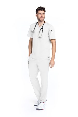 Grey's Anatomy Classic Evan Top - V-Neck Men's Scrub Top in White