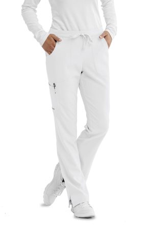 Men's Cargo Scrub Pant with Drawstring Elastic Waistband in White