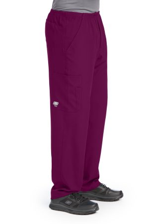 Men's Cargo Scrub Pant with Drawstring Elastic Waistband in Wine