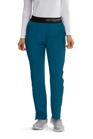 Women's Elastic Waist Cargo Scrub Pants in Bahama