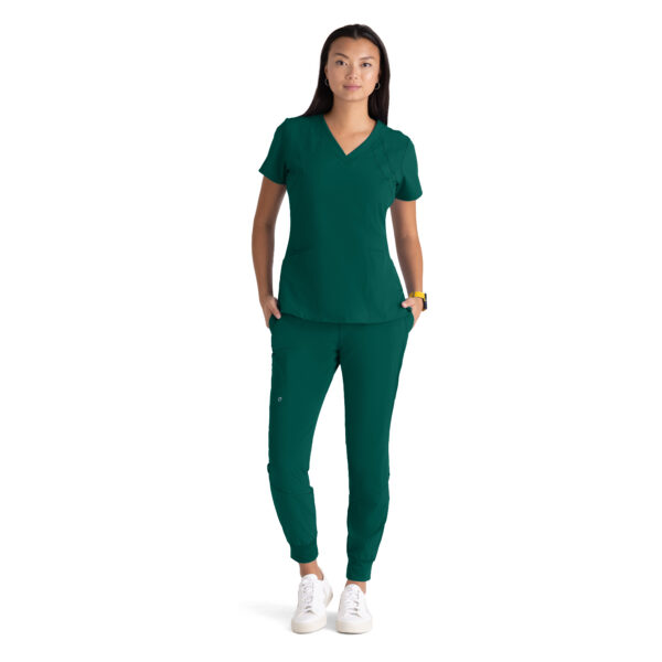 Barco One Racer Top - 4 Pocket V-Neck Breathable Scrub Top in Hunter Green