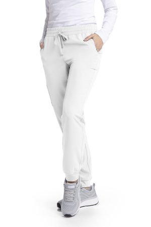 Women's Mid Rise Jogger Scrub Pants in White