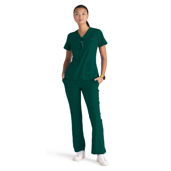 Women's Anti-Static V-Neck Scrub Top in Hunter Green