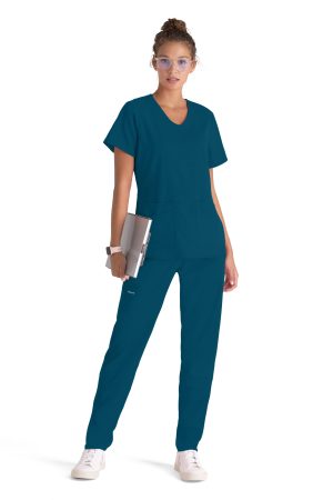 Grey's Anatomy Spandex Stretch Emma Top - 4 Pocket Scrub Top in Bahama
