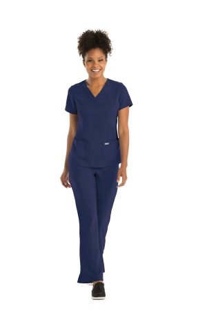 Grey's Anatomy Classic Riley Top - 3 Pocket V-Neck Scrub Top in Indigo