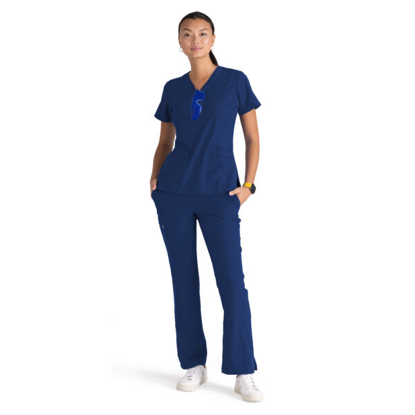 Women's Anti-Static V-Neck Scrub Top in Indigo
