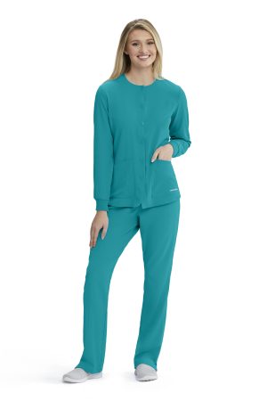 Women's Warm-Up Scrub Jacket With Eco-Friendly Stretch Fabric in Teal