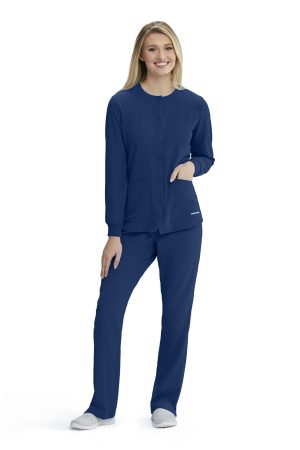 Women's Warm-Up Scrub Jacket With Eco-Friendly Stretch Fabric in Navy
